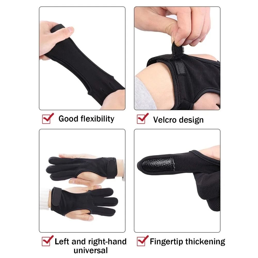 Non-Slip Recurve Bow Gloves Leather Fingertip Shooting Hand Guard  Teenagers Use