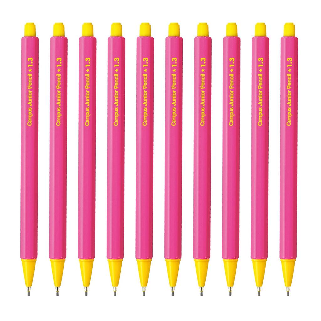 KOKUYO Campus Junior Mechanical Set of Pencils, 1.3mm, Pink, 10, PS-C101P-1PX10