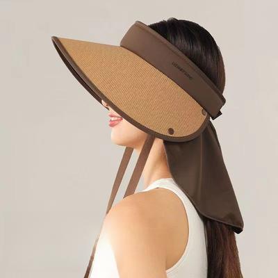 Sunscreen Hat Women's New Summer Widened Brim Empty Top Hat Outdoor Sports Wrap-around UV Protection Sun Hat