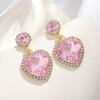 Heart Shape Alloy Earrings With Colorful Crystals For Women Spring Fashion