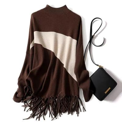 Pullover für Damen Oversize Winter Verdickt Pullover Warm Gestrickt Gestreift Dehnbar Langarm Pullover Oberteile
