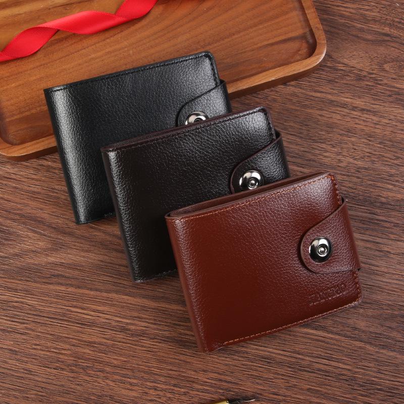 Men's Horizontal Zipper Wallet with Magnetic Buckle - Youth Card Holder