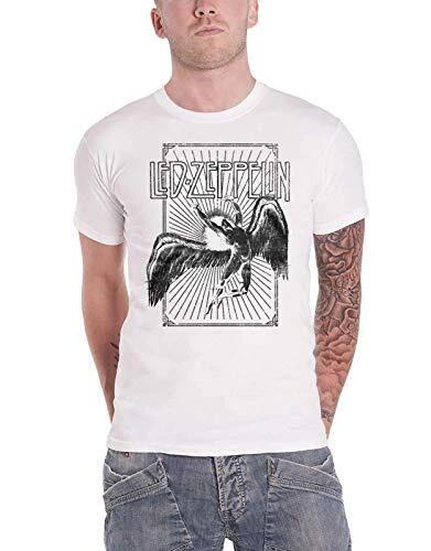 Led Zeppelin T Shirt Icarus Burst Band Logo New Official Mens White S