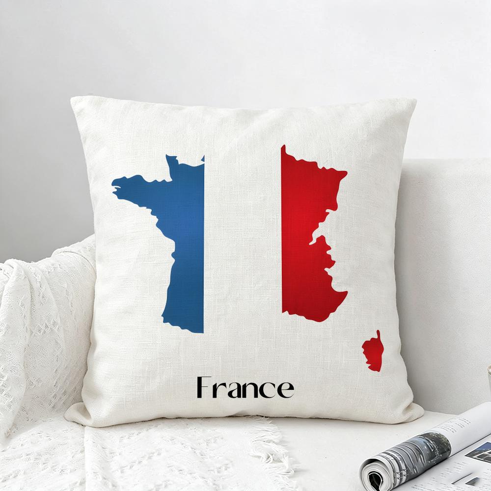 Flagge Frankreich Flagge Kissenbezug Natürliches Leinen Kissenbezug Set All-in-One Dekoration für Sofa Schlafzimmer Stuhl