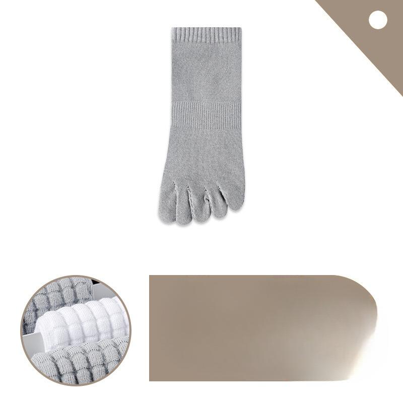 Five-fingered Socks for Men's Sports Running, White Shock-absorbing Toe Separation Socks, Thickened Towel Bottom Short Socks