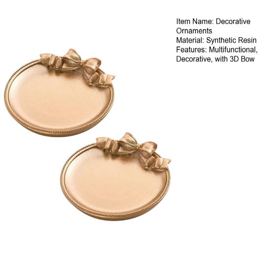 Decorative Bow Resin Jewelry Tray Matte Gold Ring Dish Trinket Holder Vintage Style Storage Organizer for Rings Earrings Necklaces Hairpins Gift