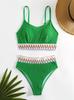 European & American High-Waisted Multicolor Knitted Bikini with Split Design - New Women's Sexy Swimsuit
