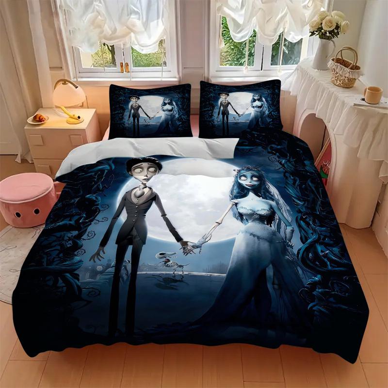 3pcs Under the Moonlit Sky Two Spirits Quilt Cover Set - Soft and Cozy Bedroom, Guest Room and Dorm Decorative Bedding 3-Piece Set 1 Quilt Cover
