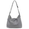 [pieka] Canvas Tote Bag, 3 Pockets, Zippered, Shoulder Bag, Men's & Women's (Gray)