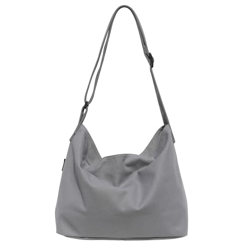 

[pieka] Canvas Tote Bag, 3 Pockets, Zippered, Shoulder Bag, Men s & Women s (Gray)