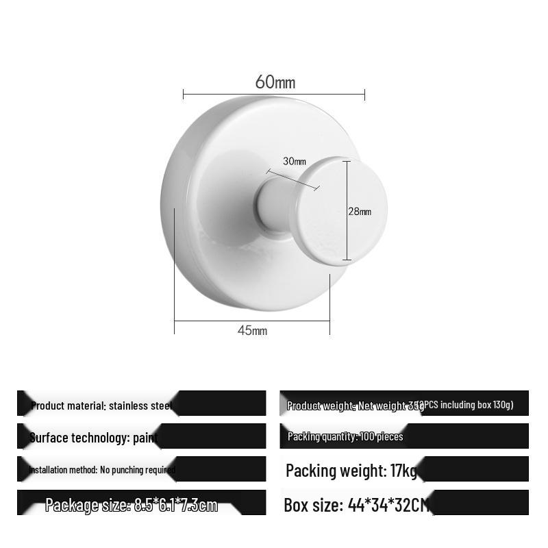 Traceless Stainless Steel Vacuum Suction Cup Hook for Kitchen & Bathroom