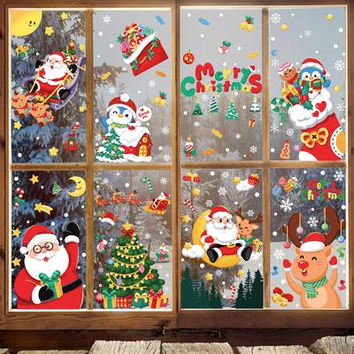 Christmas Window Stickers Santa Claus Snowflake DIY Wall Decal 2025 Christmas Decorations For Home New Year Ornaments Gift