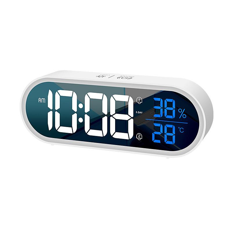 Modern Minimalist Led Digital Alarm Clock With Lighted Mirror For Home Office Desk Decor