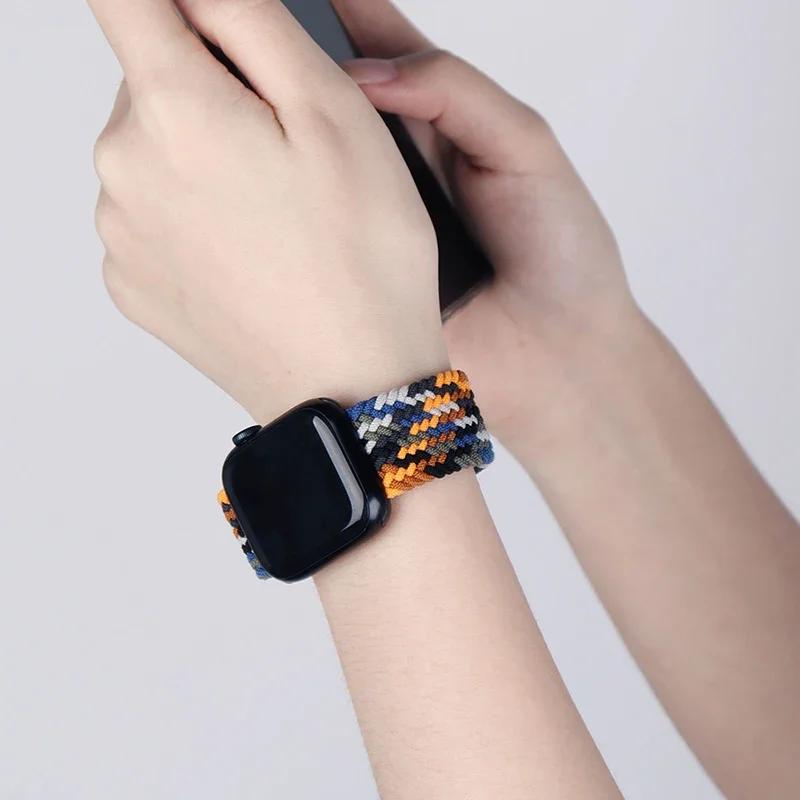 Nylon Strap for Apple Watch Ultra 2 Band 49mm 40mm 44mm 41mm 38 45mm Elastic Braided Loop Bracelet IWatch Series 9 8 7 6 SE 5 4