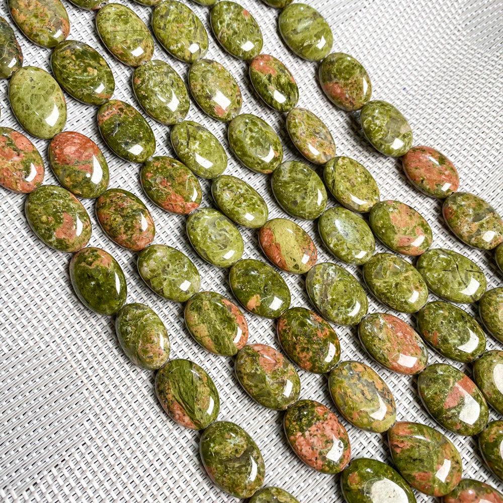 Hand-Painted Natural Gemstone Oval Beads for DIY Jewelry Necklaces & Bracelets