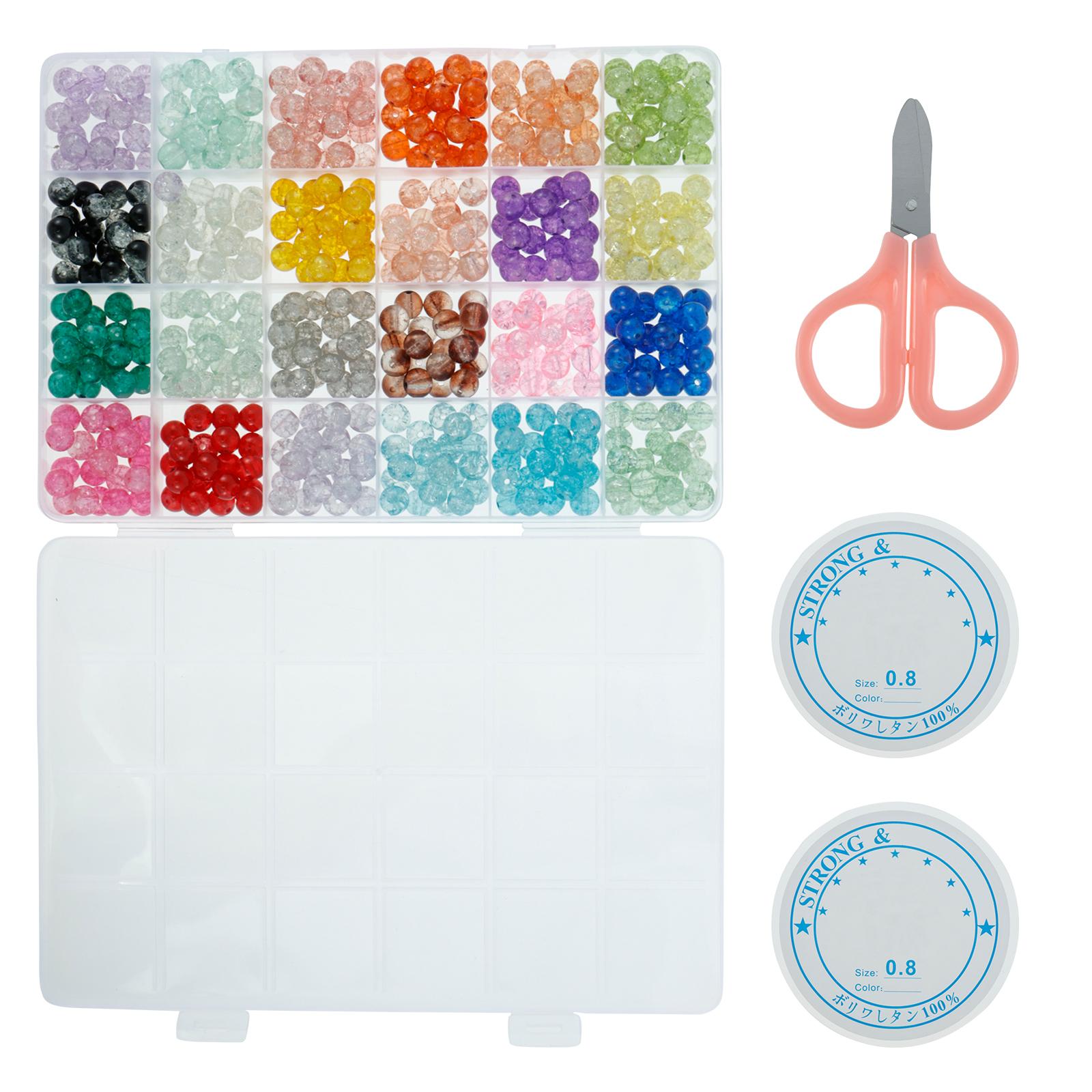 Bracelet Making Kit Colorful Glass Beads Kit Lightweight Waterproof Glass Beads Set for Bracelets Making DIY Necklace Jewelry