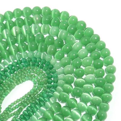 Green Opal Loose Stone Round Beads for Jewelry Making DIY Charm Bracelet 15'' Strand