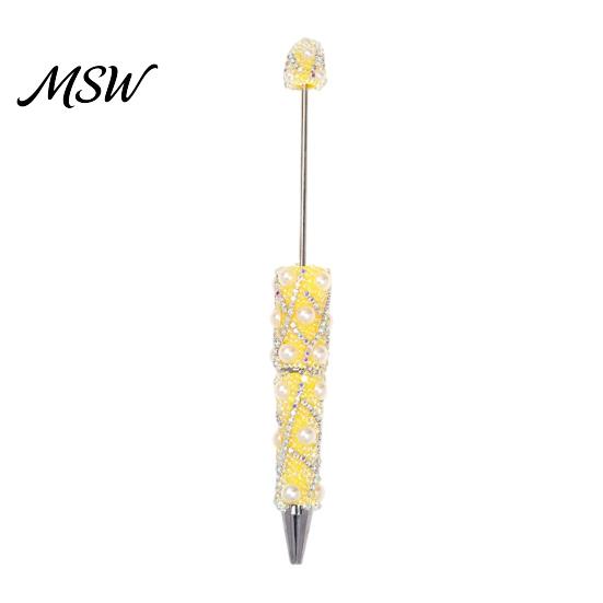 Creative Gifts for Sisters DIY Beadable Pen, Bling Rhinestones And Faux Pearls Beaded Decorative Stationery Students Black Ink Ballpoint Pen