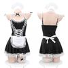 Maid Cosplay Sexy Plus Size Cosplay Sexy Erotic Extreme Erotic Costume Lingerie Black One Piece Babydoll [Ahegao] Women's