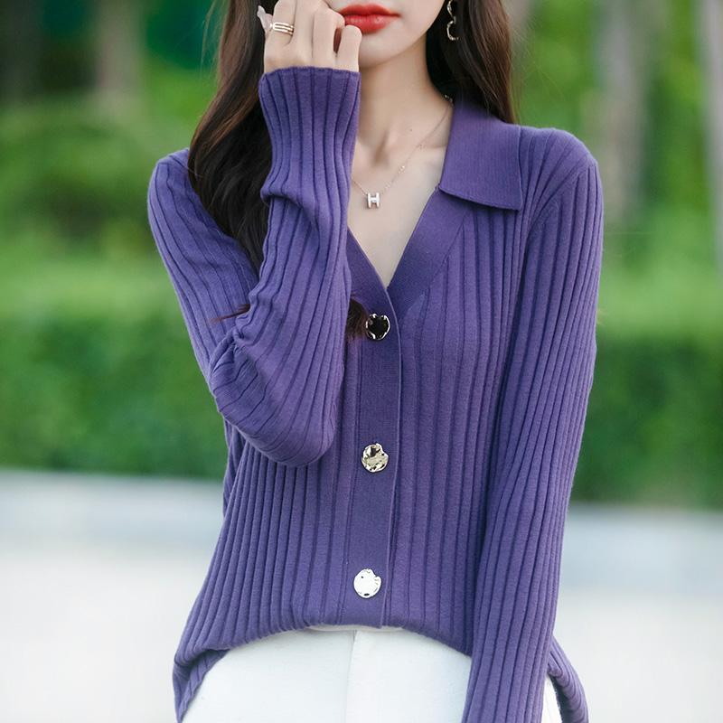 Leichte Strickjacke für Damen aus 50 % Wolle und 50 % Maulbeerseide – vielseitige Strickware für 4 Jahreszeiten für ganzjährigen Komfort und Stil