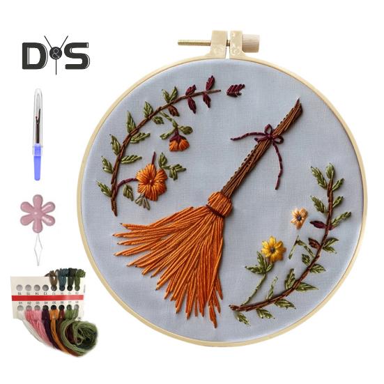 

Набор для вышивания на Хэллоуин Набор для вышивки крестом своими руками с пяльцами для вышивания Ручная вышивка для начинающих Поделки гномов для начинающих Взрослые F