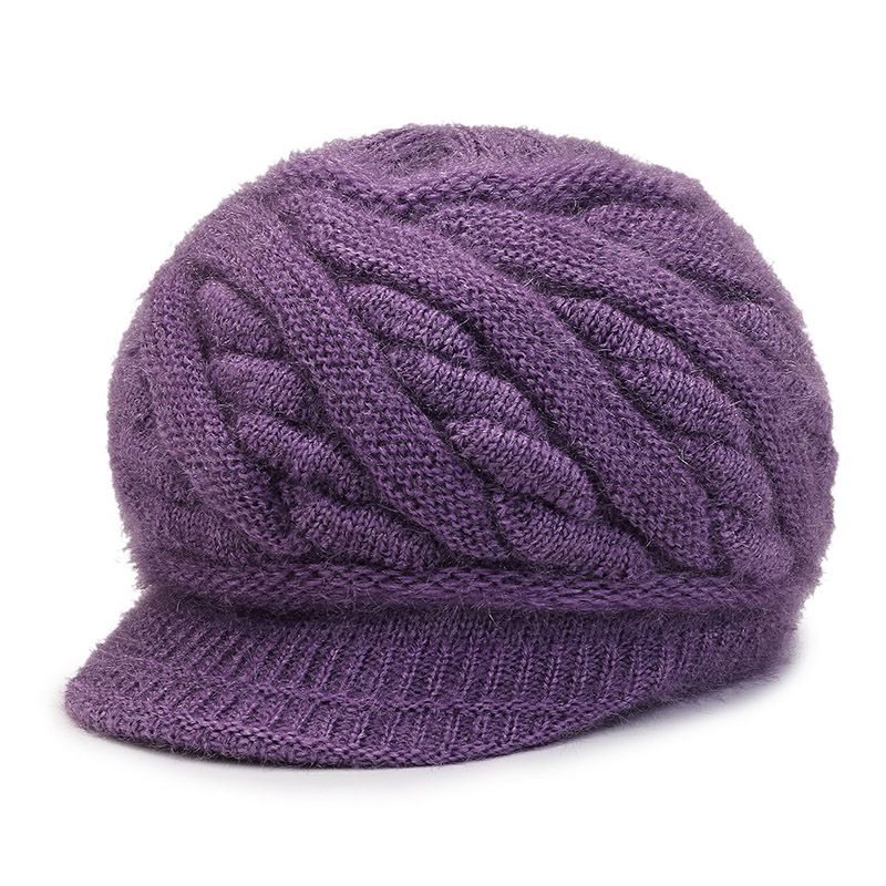 Hüte für Frauen mittleren und höheren Alters Doppellagige Thermowollmützen ohne Futter Verdickte gestrickte Fleecefuttermützen