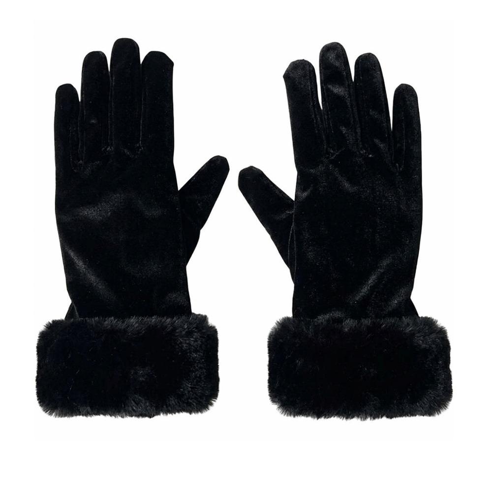 Red Velvet Velvet Mittens Warm Santa Claus Gloves Fashion Full Finger Gloves  Cosplay Party