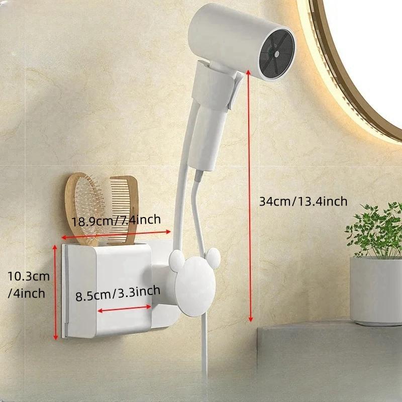 Bathroom Shelf On The Wall Without Drilling Multifunctional Storage Shelves Organizer Bathroom Hair Dryer Holder Toilet Cradle