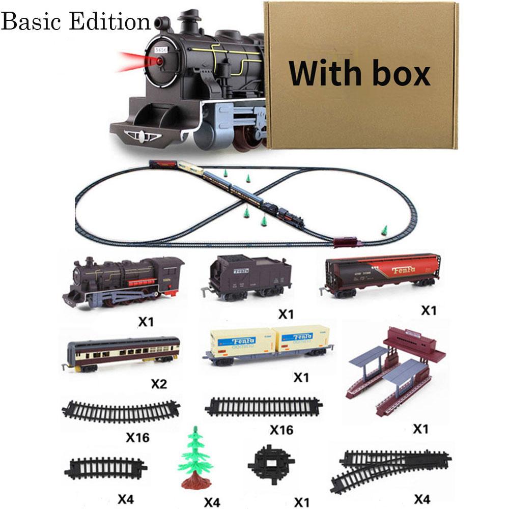 City Super Long Train Track Cargo Car Carriage Wagons Passenger Model Accessories Classical Electric Set Children Train Toy