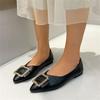 Classic Flats for Women Summer Casual Leather Slip On Pointed Toe Fashion Shoes for Women Solid Metal Decoration Casual Shoes