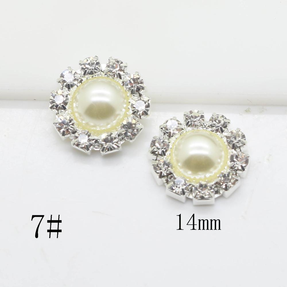Wholesale 50Pcs Ivory pearl rhinestone button metal button Wedding Invitations Decorate Button hair flower center scrapbooking Ivory Pearl