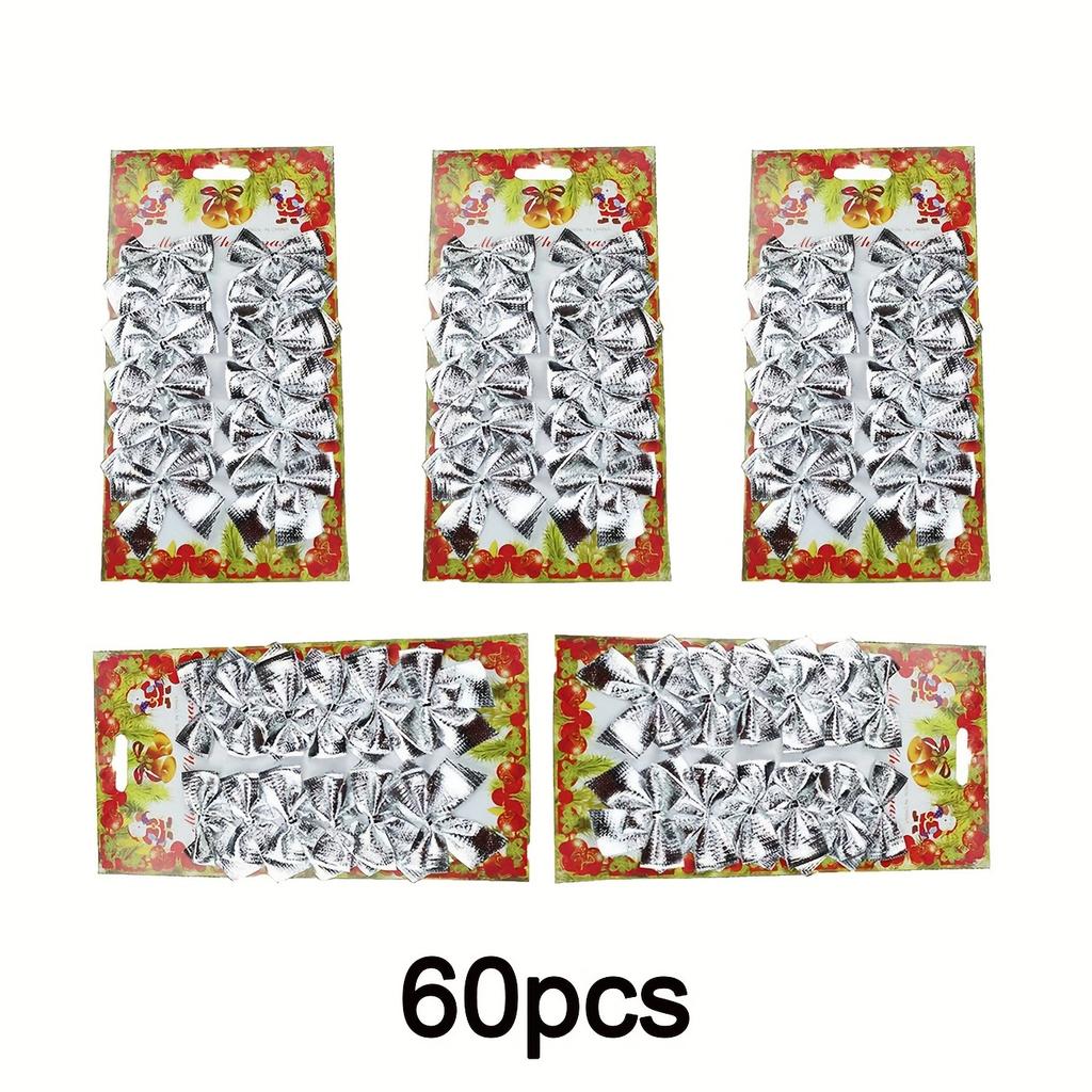 60Pcs 5.5cm Bow Christmas Decorations Xmas Tree Pendant Ornament for Home Decor Navidad New Year Party 2026 DIY Gift Accessories