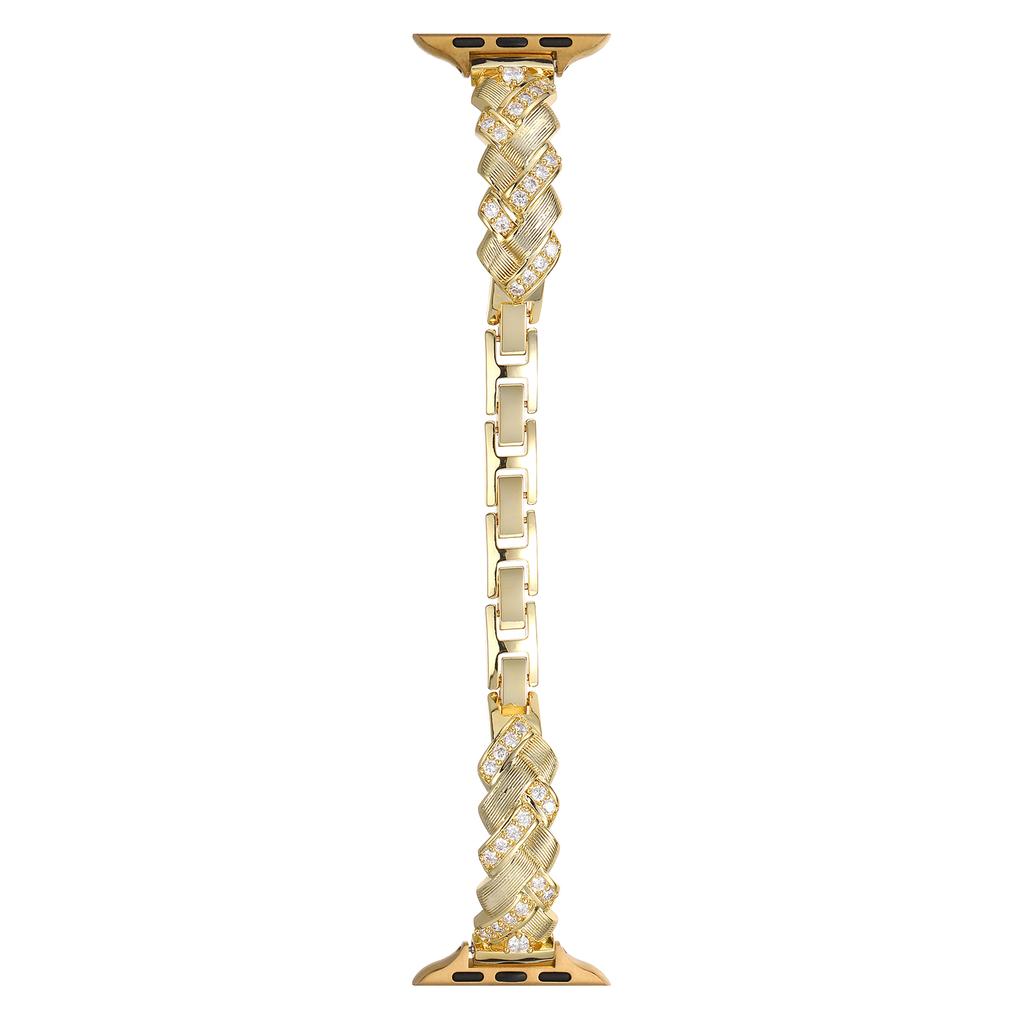 Měděný řemínek k hodinkám pro Apple Watch Series 10 Ultra 9 8 7 SE 6 5 4 3 2 1 46mm 49mm 45mm 44mm 42mm Náramek s kubickými zirkony ve tvaru klasu