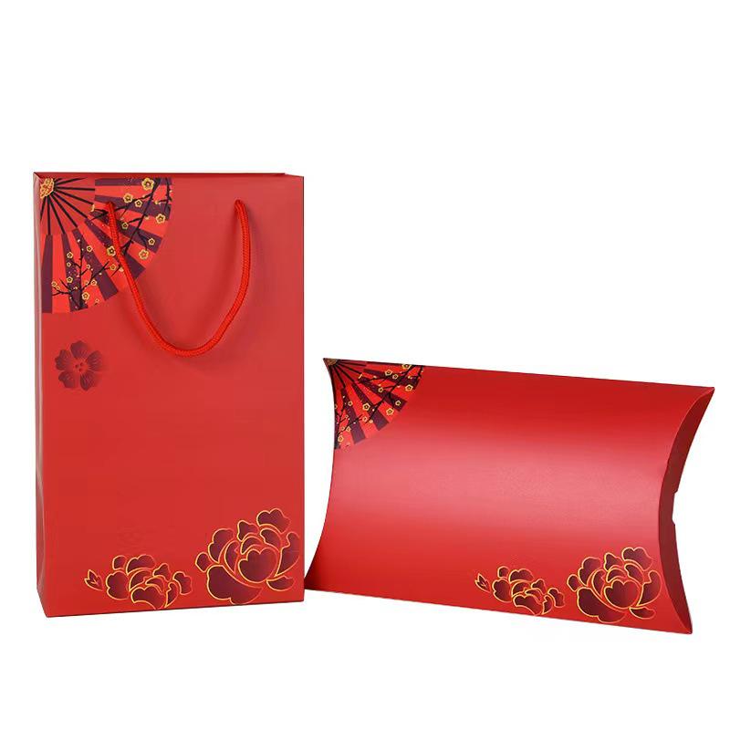 Festive Red Silk Scarf & Shawl Gift Box Set - Elegant Top & Bottom Packaging for Travel