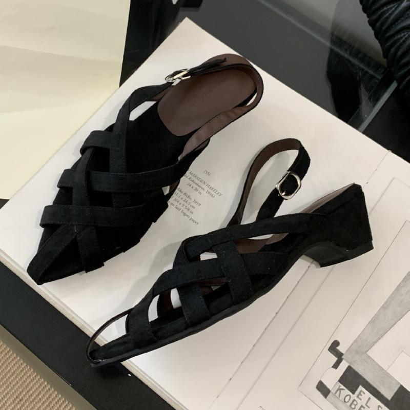 Fashion Comfortable Woven Hollow Wedge Sandals Women Elegant Pointed Toe Narrow Band Brand Designer Shoes Fashion Sandalias De Mujer