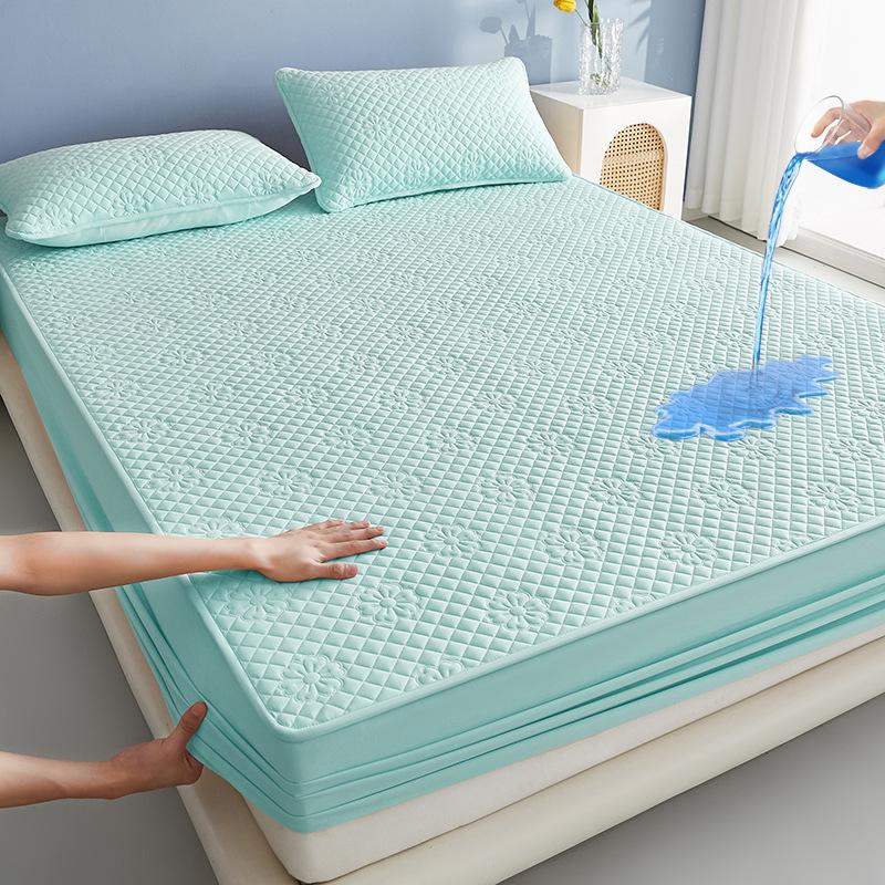 Bedclothes 3-piece Set Water Washed Cotton Waterproof Bedsheet Soft and Breathable Fitted Sheet  Mattress Protector Cover Not Fading Not Deforming