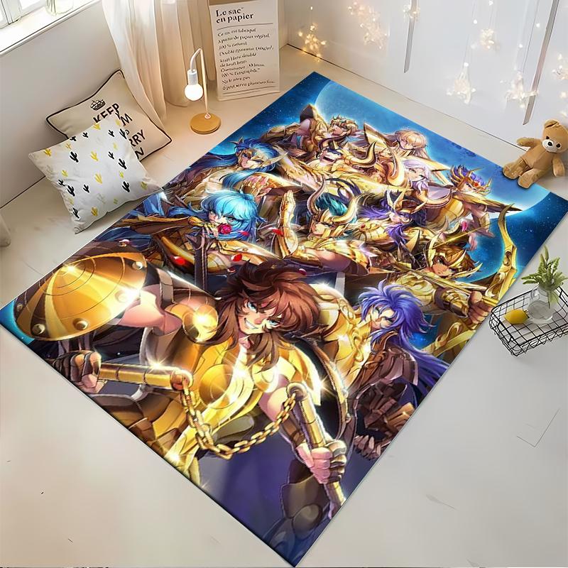 "Golden Armored Warriors Anime Design Carpet for Living Room Decor" Suitable for use as an anti-slip for living room bedroom sofas