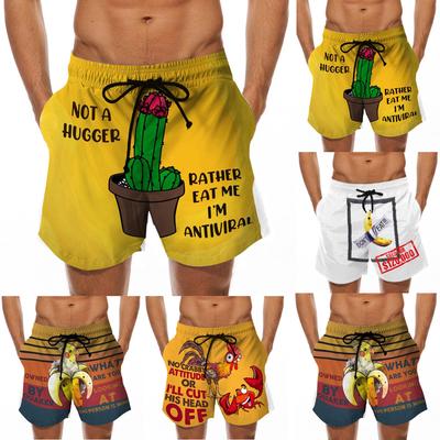 Men Drawstring Special  Print Beer Festival Beach Casual Trouser Shorts Pant