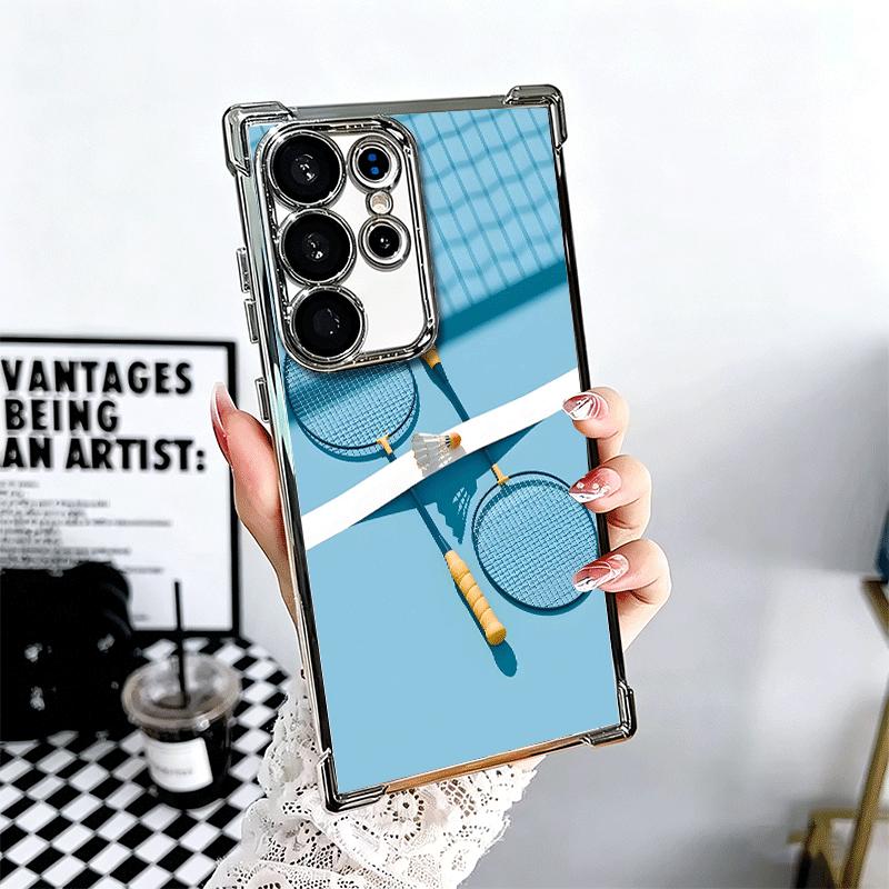 

Badminton Sport Plating Phone Case For Samsung Galaxy S24 S25 FE S26 Edge S23 Ultra S22 S21 Plus S20 Anti-Fall Airabag Cover Samsung S24 Ultra
