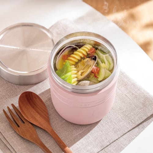 Le Creuset Stainless Steel Vacuum Insulated Soup Jar/Lunch Jar, 500ml, Shell Pink, Easy to Clean, On the Go, Portable