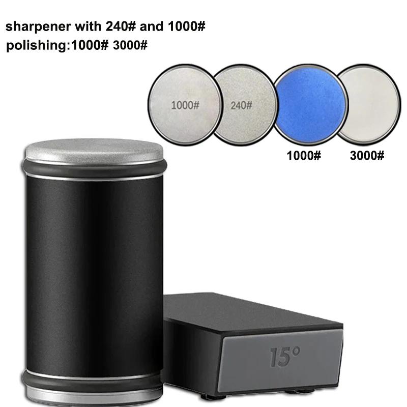 Rolling Knife Sharpener Kitchen Manual Knife Sharpening 15° Degrees Angle Roller Knife Whetstone Ceramic Roller Knife Whetstone