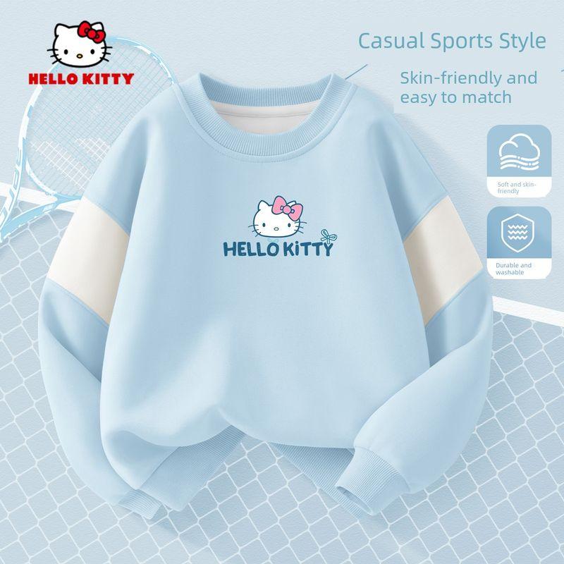 Hellokitty Girls' Sweatshirt, Spring and Autumn Style, Pink Children's Top, Early Spring Children's Clothing, Girls' Long-Sleeved Base Shirt