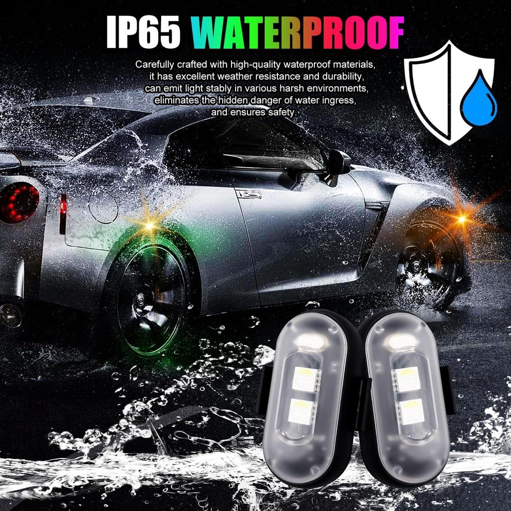 Wireless LED Lights for Car, Wireless Rock Lights with 8 Colors 10 Modes,Led Strobe Warning Light, Motorcycles, Boats, Camping, Bikes,