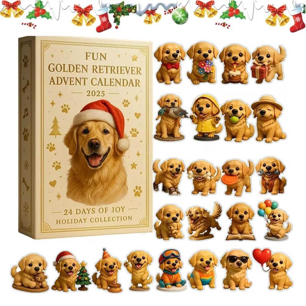 Christmas Dog Advent Calendar Acrylic Christmas Advent Calendar 2025 Retriever Dog Advent Calendar Ornaments Festive for 24-day