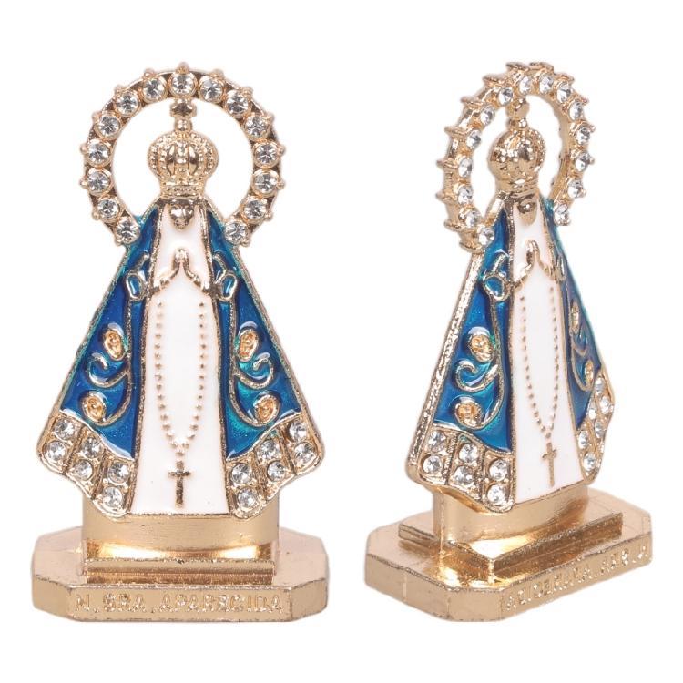 Religious Christian Alloy Prayer Figurine with Enamel and Rhinestones Embellished For Devotional Space Spiritual Accent