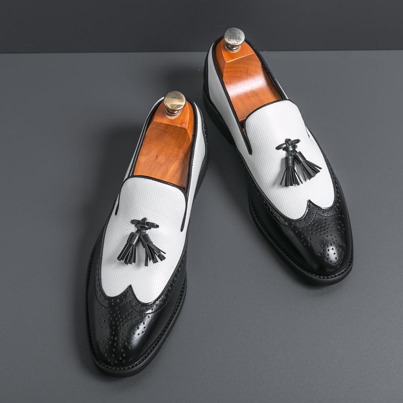 Pánská móda Business střapcové brogue mokasíny Gentleman Párty Kožené boty Luxusní formální společenské Nazouvací boty Řidičské boty