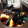 1PC Rider On Fire Round Rug, Non-slip Chair Mat, Home Decor, Circle Carpet Perfect for Office, Bedroom, Living Room,Christmas gift