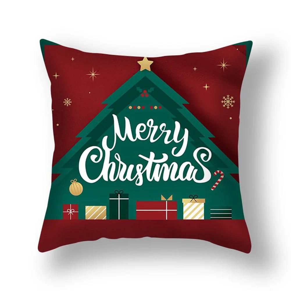 Home Christmas Cushion Cover Pillowcase   Sofa Decorations Happy New Year  Funda De Almohada