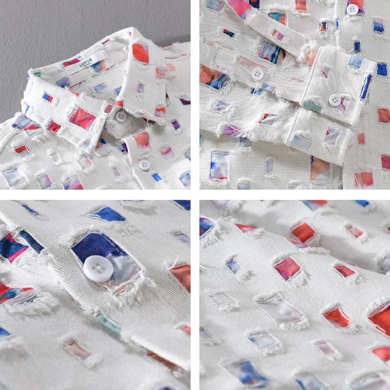 Chemise à manches longues à carreaux colorée pour jeunes, streetwear, ample, printemps/automne, en pur coton, décontractée