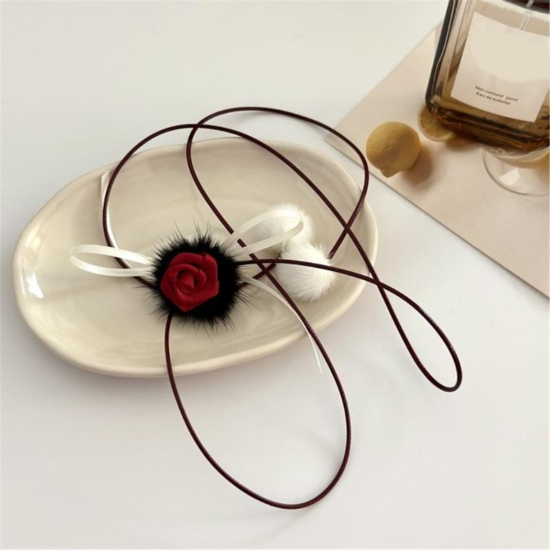 Rosen-Anhänger Halskette/Ringe/Ohrringe Simulationsblume Schlüsselbein-Kette Accessoire Stilvolles Blüten-Ornament für den täglichen Gebrauch